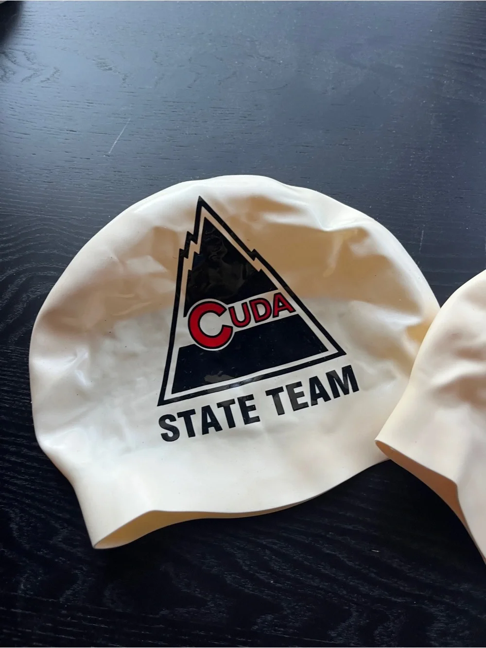 CUDA State Team Silicone Swim Caps Lot of 2 Cream White Swimwear Flat 7